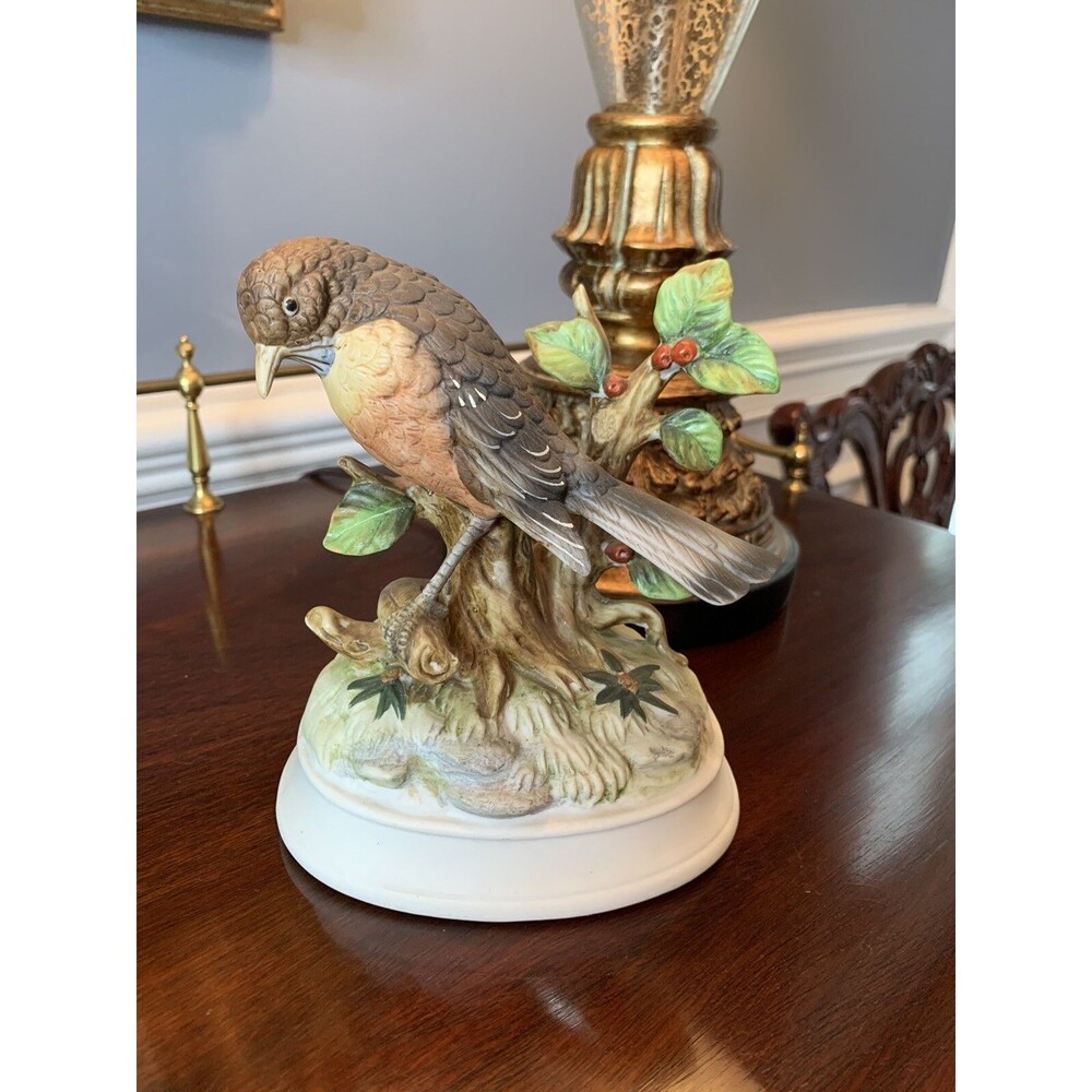 Vintage Gorham Porcelain Bird Figurine Music Box - Made in Japan - Handpainted